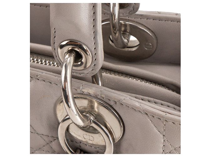 Autre Marque DIOR - borsa a mano Lady Dior medium in pelle cannage grigia Grigio - vista 6