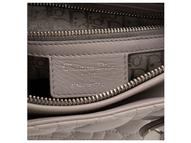 Autre Marque DIOR - borsa a mano Lady Dior medium in pelle cannage grigia Grigio - vista 9
