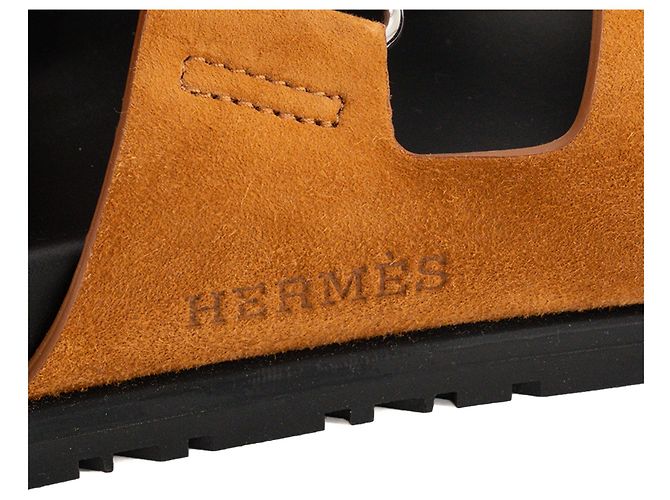 HERMÈS - Sandali Hermès Chypre in camoscio marrone (T41) - vista 5