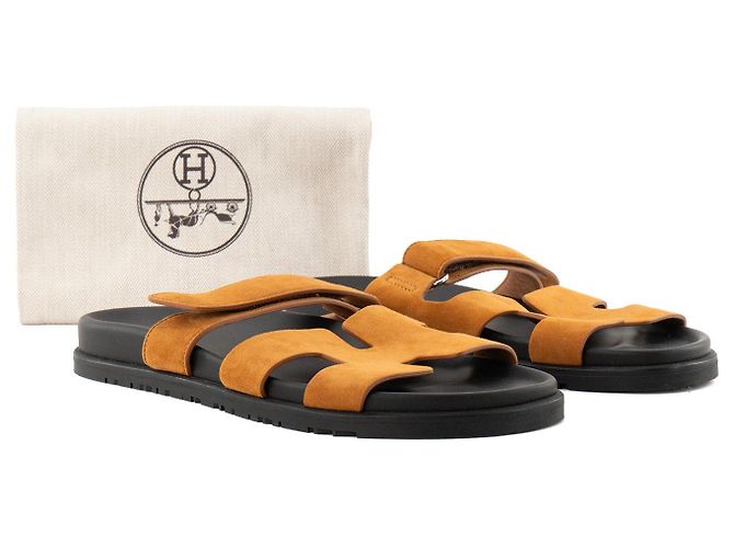 HERMÈS - Sandali Hermès Chypre in camoscio marrone (T41) - vista 8