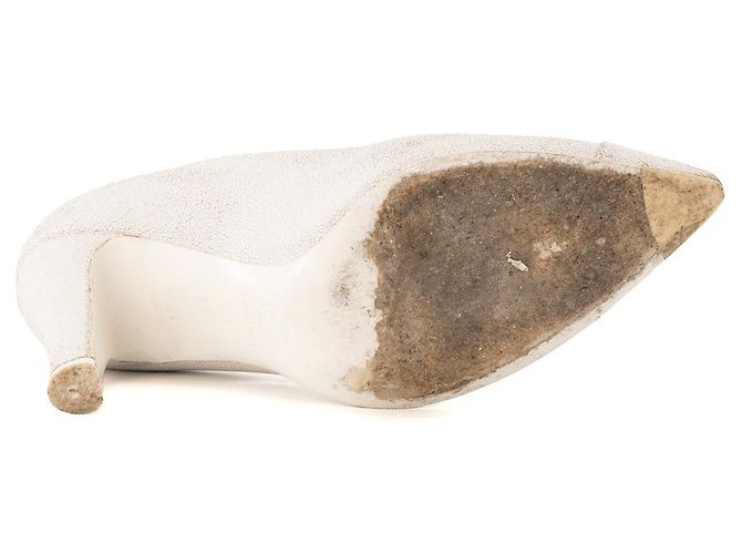 CHANEL - Décolleté Chanel in pelle craquelé bianca (T39) Bianco - vista 4