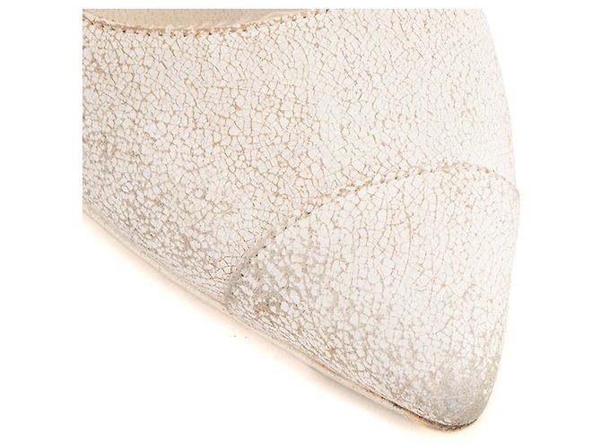 CHANEL - Décolleté Chanel in pelle craquelé bianca (T39) Bianco - vista 5