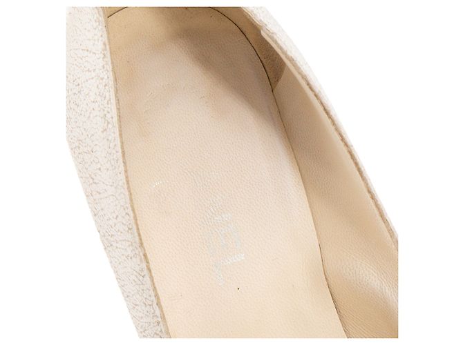 CHANEL - Décolleté Chanel in pelle craquelé bianca (T39) Bianco - vista 7
