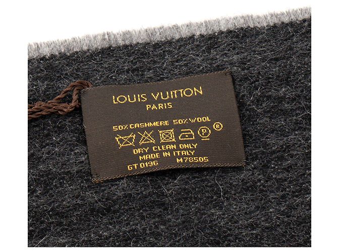 LOUIS VUITTON - Sciarpa Monogram Gradient Louis Vuitton in cashmere e lana nera e grigia Grigio - vista 4