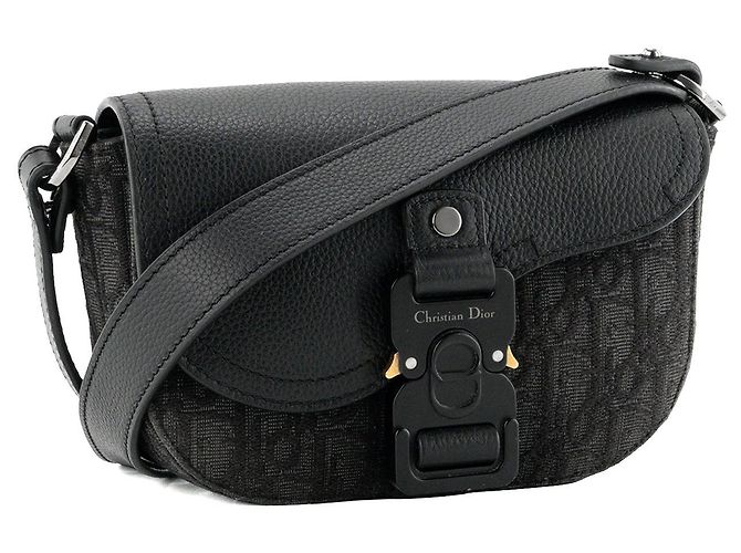 DIOR - Bolsa de ombro Messenger Saddle Dior em tela jacquard Dior Oblique e couro grão preto - vista 2