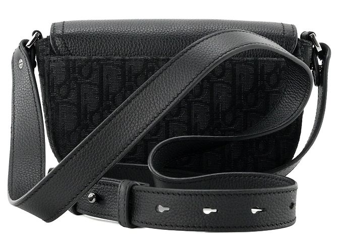DIOR - Bolsa de ombro Messenger Saddle Dior em tela jacquard Dior Oblique e couro grão preto - vista 3