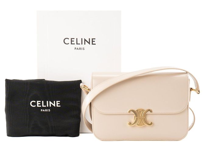 Céline CELINE - Bolsa de ombro Triomphe Celine em couro liso bege - vista 8