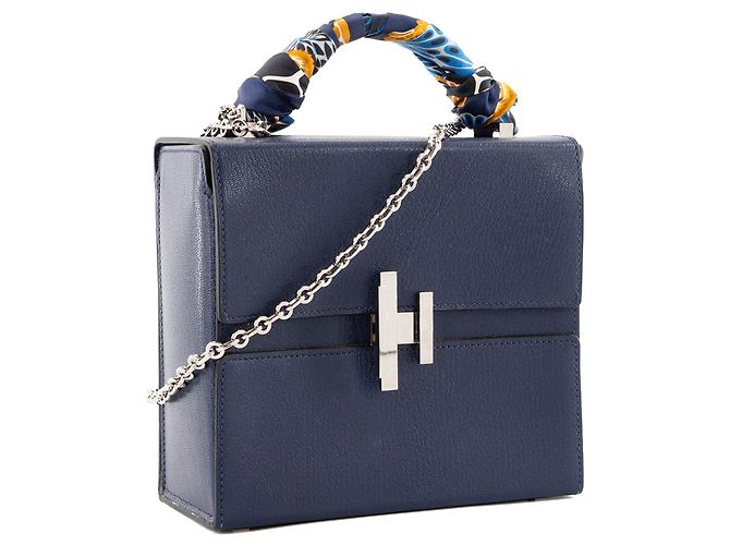 HERMÈS - Borsa a tracolla Hermès Cinhetic in pelle di capra mysore bleu brighton Blu - vista 2