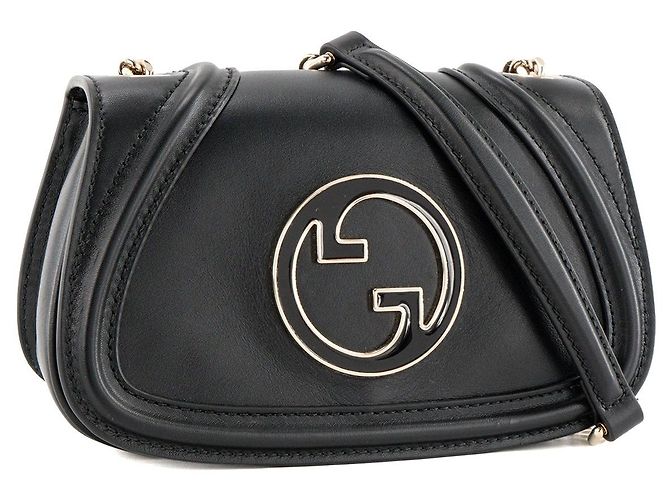 GUCCI - Borsa a tracolla Blondie Gucci in pelle liscia nera Nero - vista 2