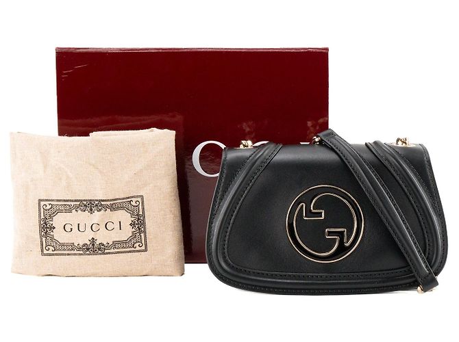 GUCCI - Borsa a tracolla Blondie Gucci in pelle liscia nera Nero - vista 7