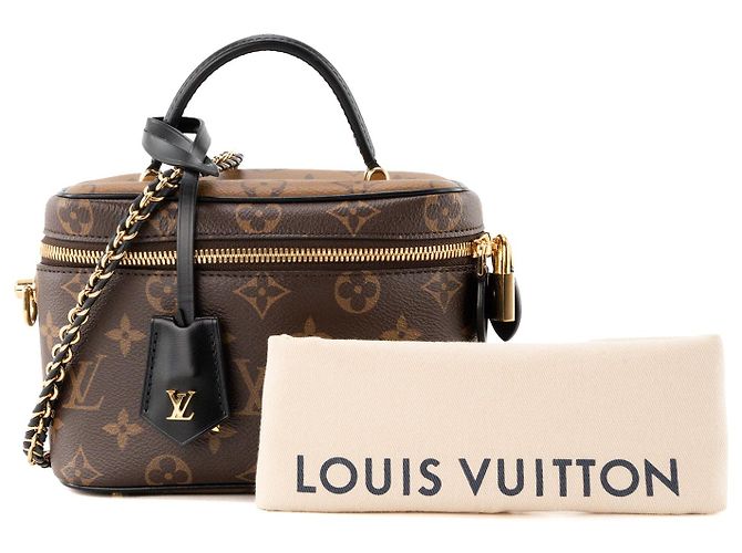 LOUIS VUITTON - Sac à bandoulière Vanity PM Louis Vuitton en toile enduite monogrammée reverse Marron - vue 11