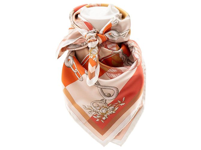 HERMÈS - Carré 90 Double Face Sella Cavalleria Hermès in seta rosa e arancione Multicolore - vista 2
