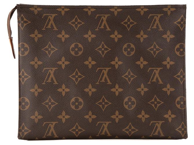 LOUIS VUITTON - Louis Vuitton Pochette 26 in tela rivestita monogram marrone - vista 3