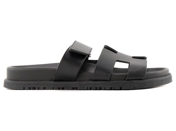 HERMÈS - Sandali Chypre Hermès in pelle liscia nera (T36) Nero - vista 2