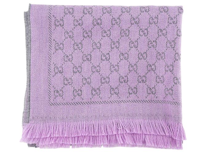 GUCCI - Sciarpa Gucci in lana nera e viola Porpora - vista 2