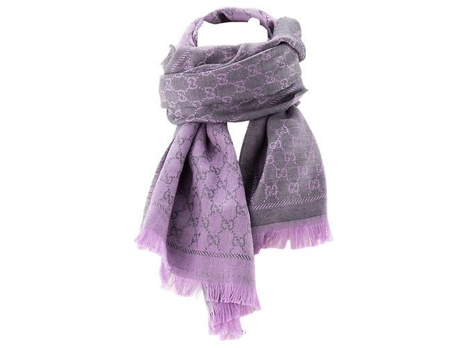GUCCI - Sciarpa Gucci in lana nera e viola Porpora - vista 3