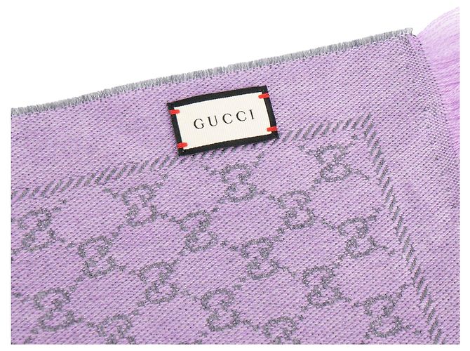 GUCCI - Sciarpa Gucci in lana nera e viola Porpora - vista 4
