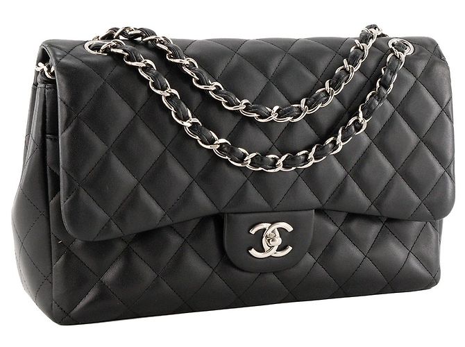CHANEL - Borsa a tracolla Classique/Timeless Jumbo Chanel in pelle liscia nera Nero - vista 2
