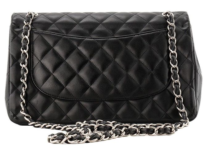CHANEL - Borsa a tracolla Classique/Timeless Jumbo Chanel in pelle liscia nera Nero - vista 3