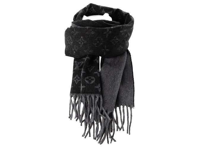 LOUIS VUITTON - Cachecol Louis Vuitton em cashmere e lã preta e cinza Preto - vista 3
