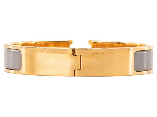HERMÈS - Bracciale Clic H Hermès in smalto grigio (PM) - vista 2