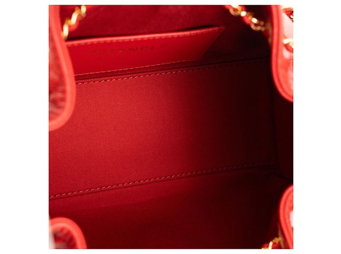 CHANEL - Borsa a tracolla Chanel 25 mini in pelle caviar rossa Rosso - vista 7