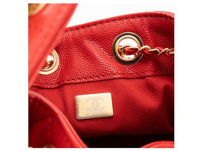 CHANEL - Borsa a tracolla Chanel 25 mini in pelle caviar rossa Rosso - vista 8