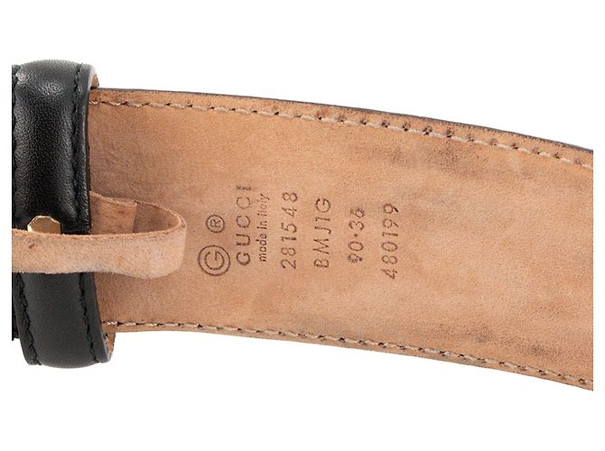 GUCCI - Gucci-Gürtel aus schwarzem Leder mit Monogramm-Prägung (T90) - Ansicht 4
