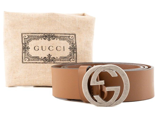 GUCCI - Cinturón Interlocking Gucci de piel lisa marrón (T90) Castaño - vista 6