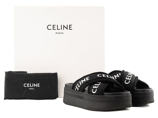 Céline CELINE - Sandali Celine in tela nera (T39) Nero - vista 7
