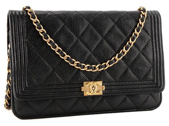 CHANEL - Borsa a tracolla Wallet On Chain Boy Chanel in pelle caviar nera Nero - vista 2