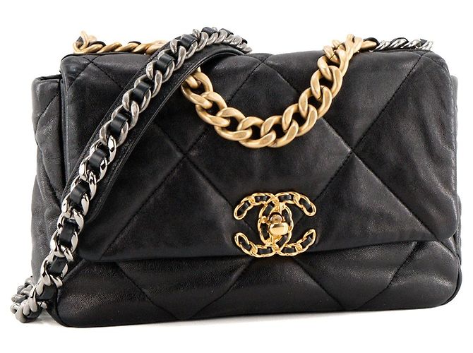 CHANEL - Borsa a tracolla Chanel 19 in pelle liscia nera Nero - vista 2
