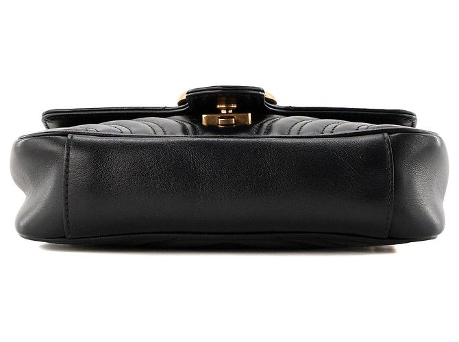 GUCCI - Borsa a tracolla GG Marmont small Gucci in pelle liscia nera Nero - vista 4
