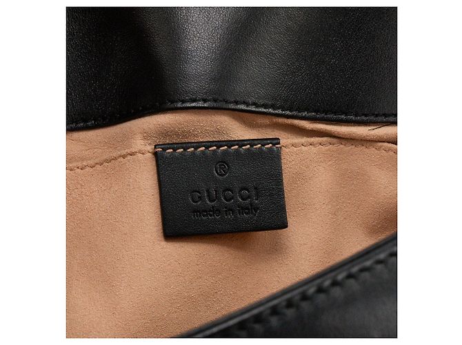 GUCCI - Borsa a tracolla GG Marmont small Gucci in pelle liscia nera Nero - vista 5