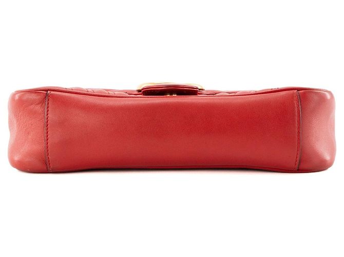 GUCCI - Borsa a tracolla GG Marmont medium Gucci in pelle chevron rossa Rosso - vista 4