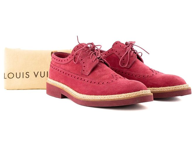 LOUIS VUITTON - Derby Louis Vuitton in camoscio rosa (T41,5) Bordò - vista 8