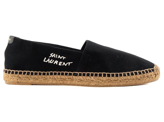 Autre Marque SAINT LAURENT - Espadrillas Saint Laurent in tela nera e rafia (T41) Nero - vista 2