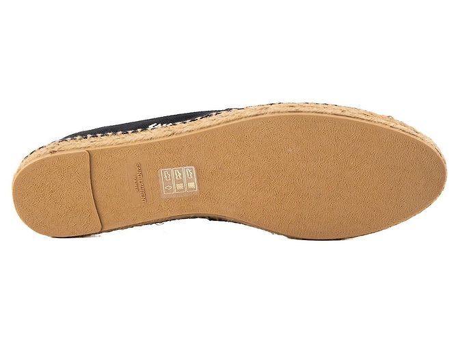 Autre Marque SAINT LAURENT - Espadrillas Saint Laurent in tela nera e rafia (T41) Nero - vista 3