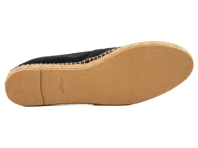 Autre Marque SAINT LAURENT - Espadrillas Saint Laurent in tela nera e rafia (T41) Nero - vista 4
