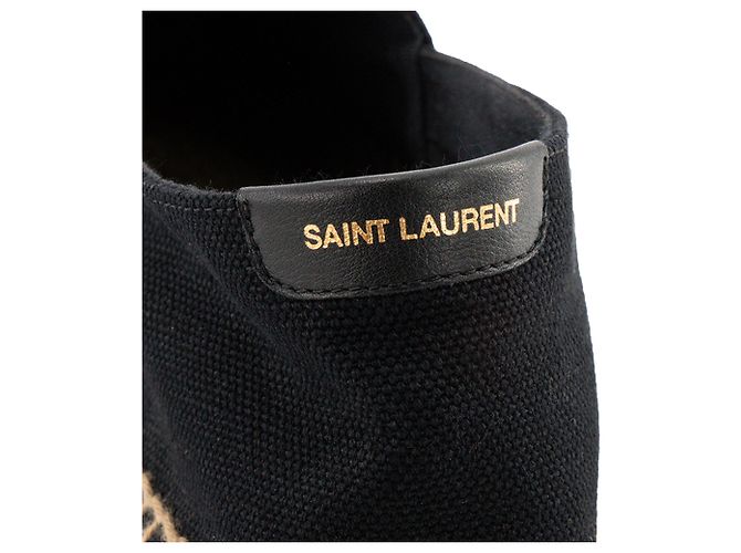 Autre Marque SAINT LAURENT - Espadrillas Saint Laurent in tela nera e rafia (T41) Nero - vista 6