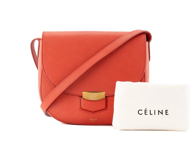 Céline CELINE - Borsa a tracolla Trotteur Celine in pelle grana grossa arancione - vista 13