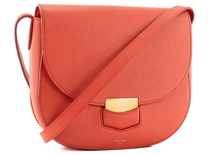 Céline CELINE - Borsa a tracolla Trotteur Celine in pelle grana grossa arancione - vista 2
