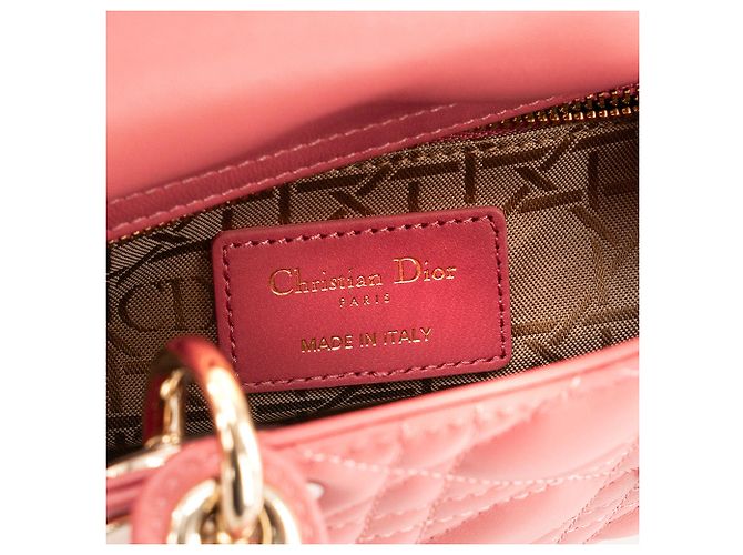 Autre Marque DIOR - Borsa a tracolla Lady Dior mini Dior in pelle cannage rosa - vista 5