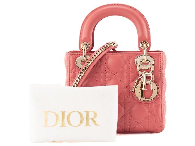 Autre Marque DIOR - Borsa a tracolla Lady Dior mini Dior in pelle cannage rosa - vista 8