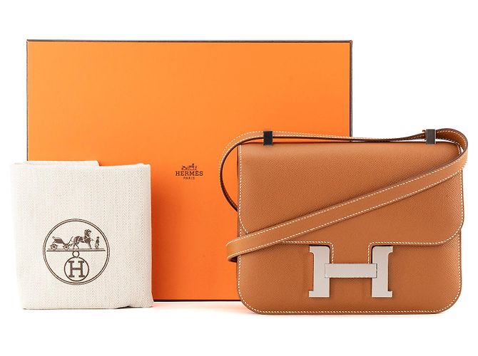 HERMÈS - Borsa a tracolla Constance 24 Hermès in pelle di vitello Epsom gold Marrone - vista 8