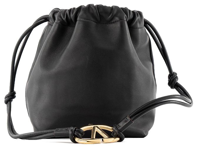 Valentino Garavani VALENTINO - Bolso de hombro Bucket Vlogo Valentino en piel lisa negra Negro - vista 3