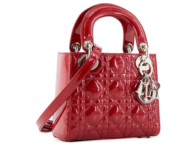 Autre Marque DIOR - Borsa a tracolla Lady Dior mini in pelle laccata rossa Rosso - vista 2