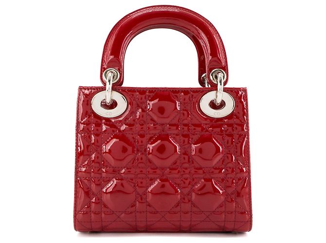 Autre Marque DIOR - Borsa a tracolla Lady Dior mini in pelle laccata rossa Rosso - vista 3