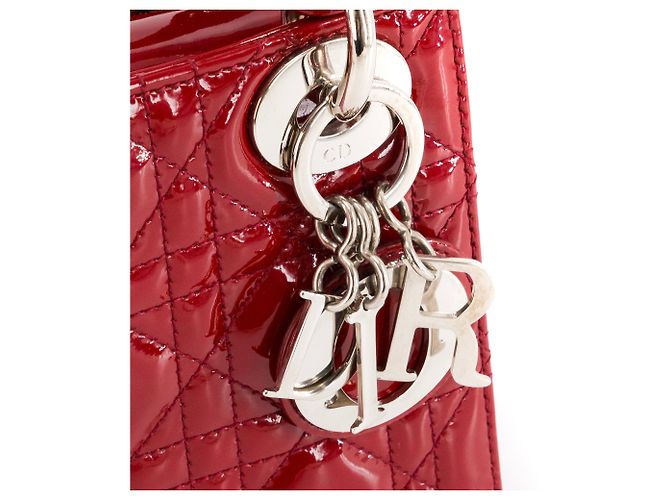 Autre Marque DIOR - Borsa a tracolla Lady Dior mini in pelle laccata rossa Rosso - vista 5
