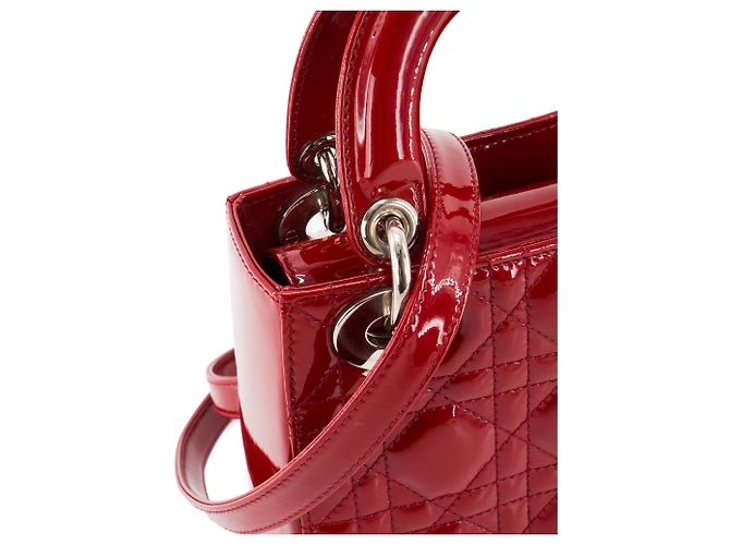 Autre Marque DIOR - Borsa a tracolla Lady Dior mini in pelle laccata rossa Rosso - vista 6